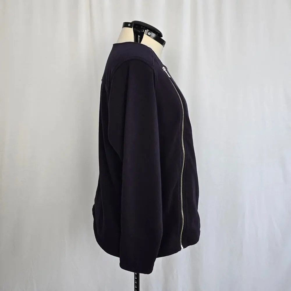 Lands' End Side Zip Sweater Women's 2X Dark Blue Long Sleeves